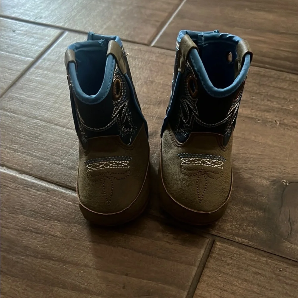 Twister Blue and Brown Baby Walker Shoes